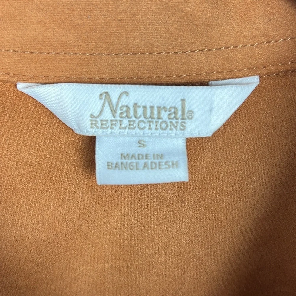 Natural Reflections snap front small oversized cozy camel colored shacket